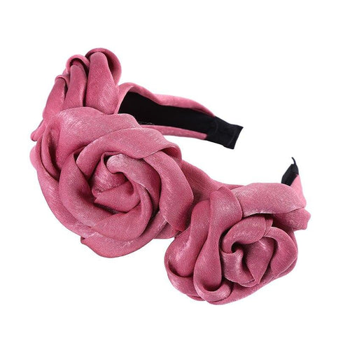 Serre-tête triple roses en satin Scarlett